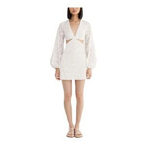 Rumer Giselle Cutout V Cut Cotton Minidress White Small